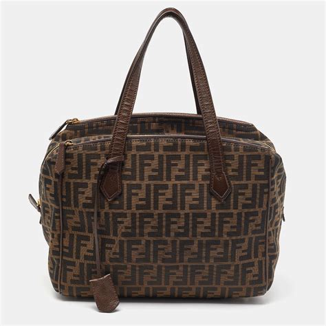 fendi medium zucca double-zip tote bag tobacco